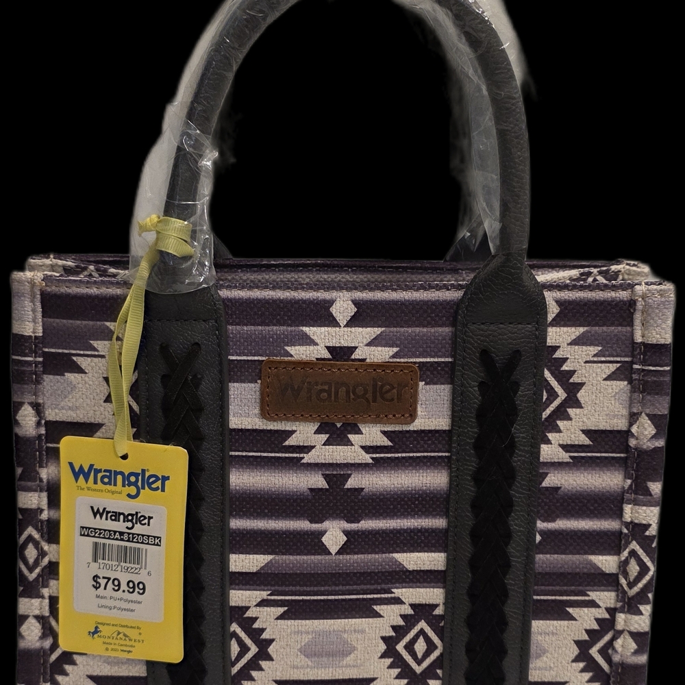 Wrangler Purple Aztec-Pattern Tote with Black Trim